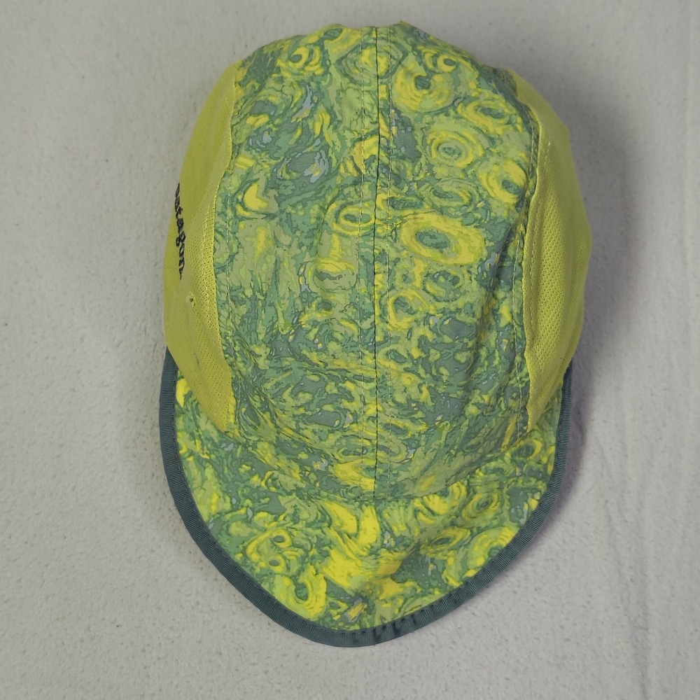 Vintage Patagonia Duckbill Cap Hat Yellow Green 4 Panel Marble Print 2002 52060 - Picture 4 of 11